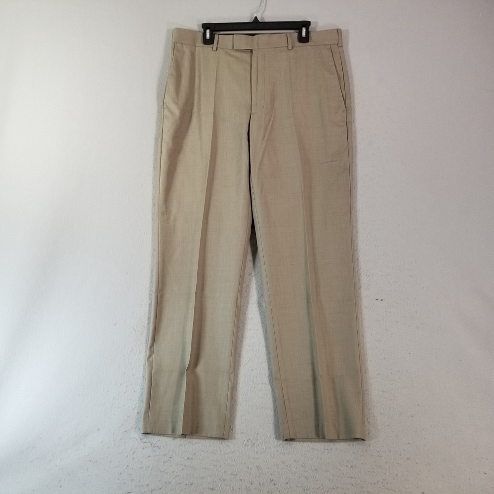 Perry Ellis portfolio dress pants men's 36x32 light brown pleated straight